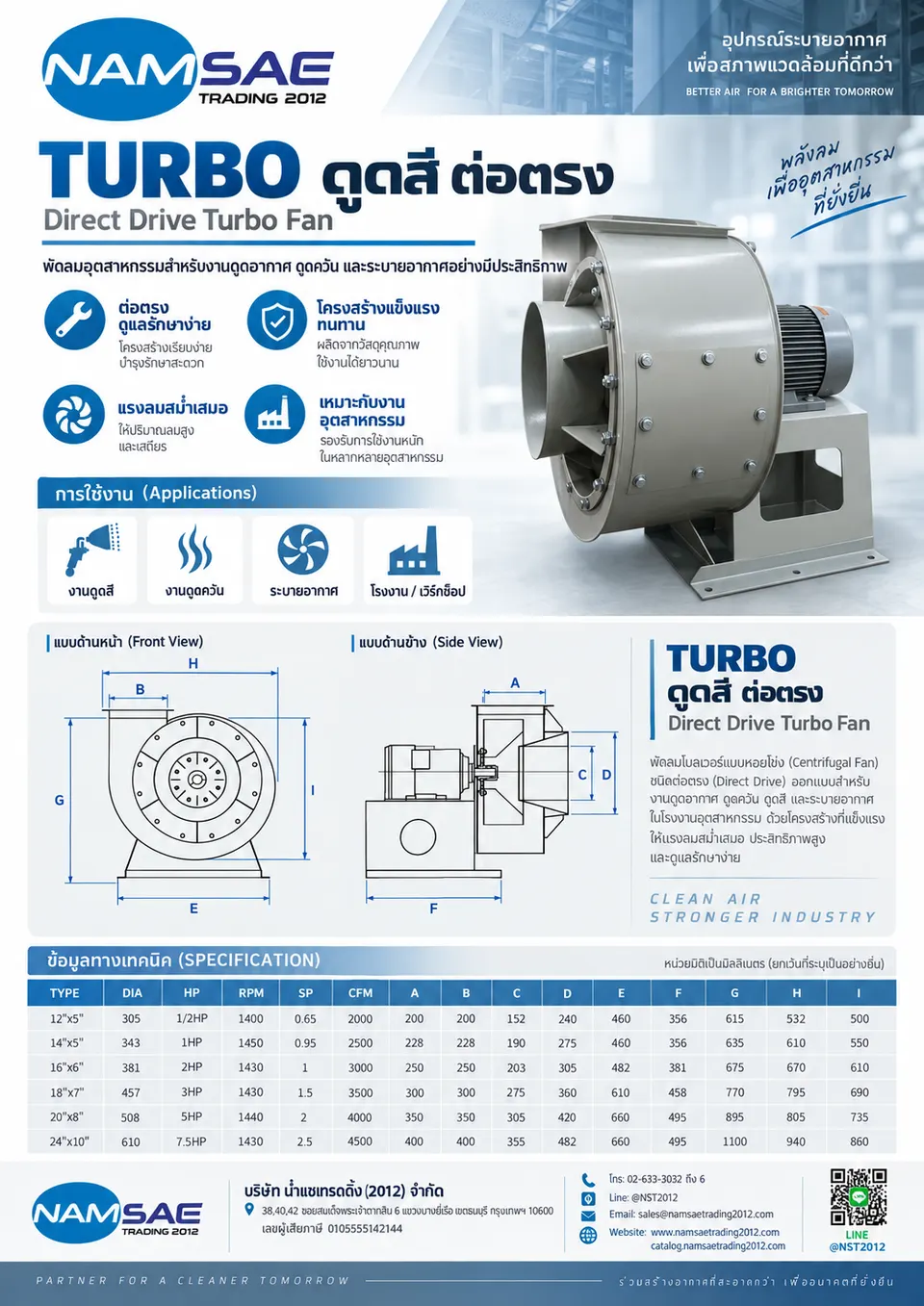 FLOW TURBO พัดลมหอยโข่งขับตรง — ภาพสินค้า