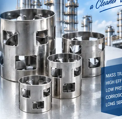 FLOW ลูกมีเดียสแตนเลส Pall Ring สำหรับ Tower Packing — ภาพสินค้าจริง